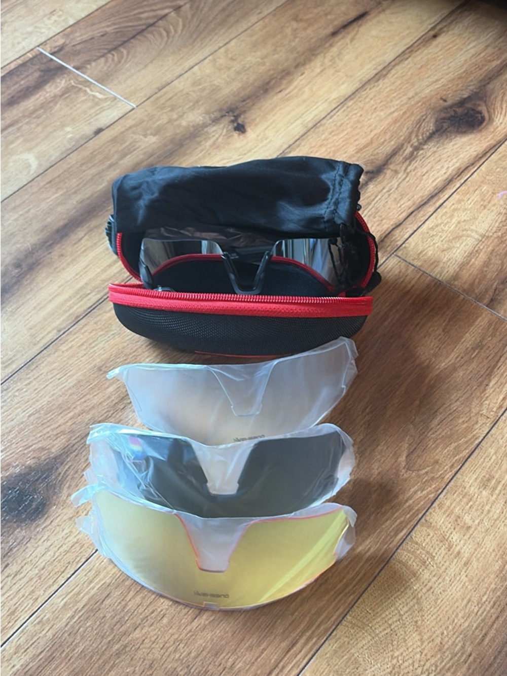 Sport Wrap Sunglasses with Three Interchangeable Lenses
